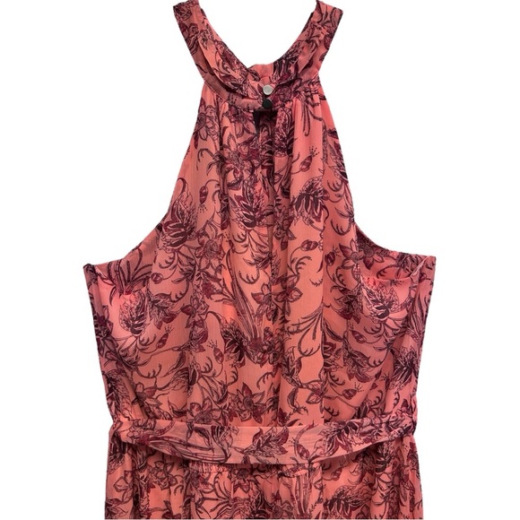 Estelle Red Sophia Floral Halter Neck Midi Dress Tiered Skirt  Size 2X/20W NWT - Picture 5 of 15